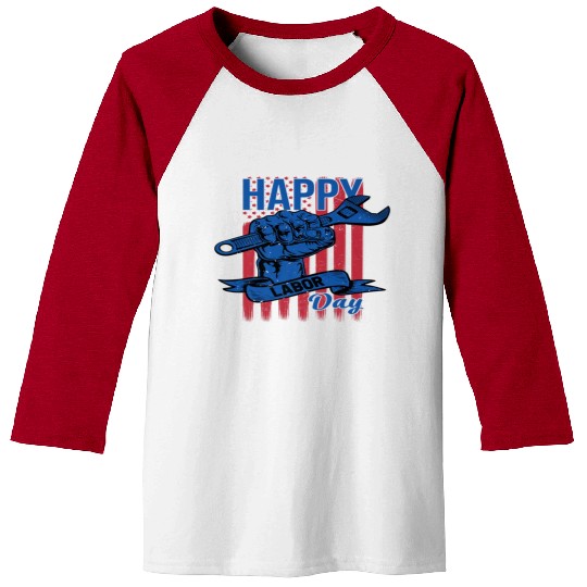 Happy Labor Day American Flag Holiday US Worker Baseball Tees