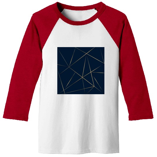 Luxury Gold Navy Blue Geometric Polygon Baseball Tees