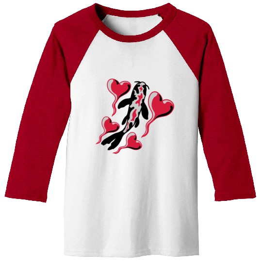 hearts koi fish nishikigoi Baseball Tees