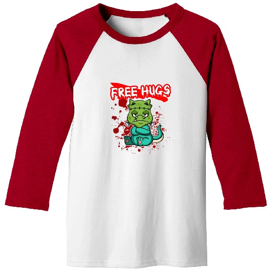 Free Hugs Halloween Sarcasm Scary Creepy Costume Baseball Tees