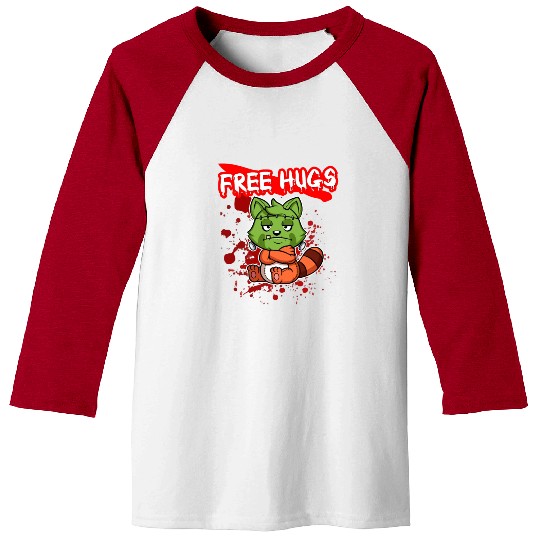 Free Hugs Halloween Sarcasm Scary Creepy Costume Baseball Tees