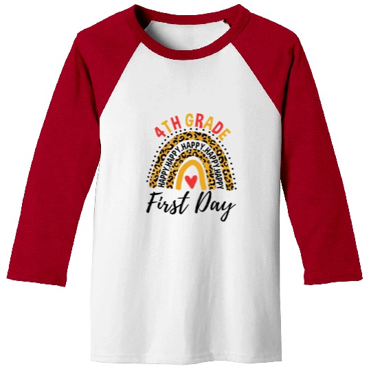 Rainbow First Day Of School 4th Grade Teacher Baseball Tees