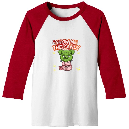 Show Me The Candy Halloween Costume Trick Or Treat Baseball Tees