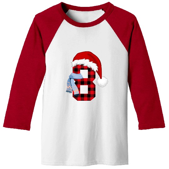 Number 8 Christmas Plaid Xmas Outfit For Boys Kids Baseball Tees
