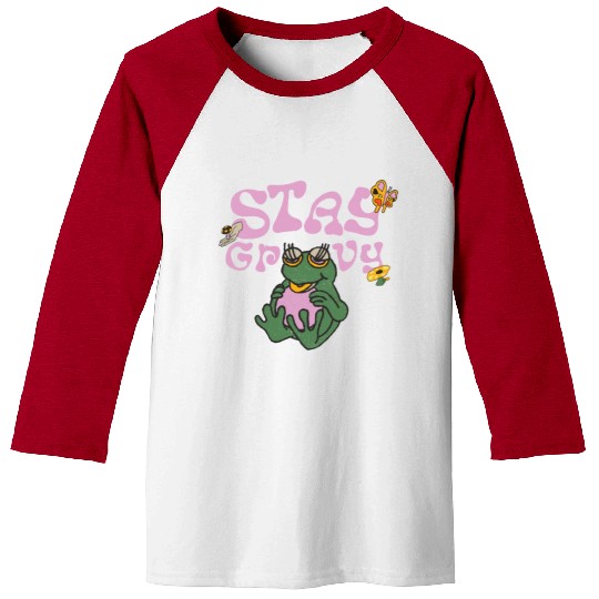 Stay Grvy - Pink Dark Green Typecentric Baseball Tees