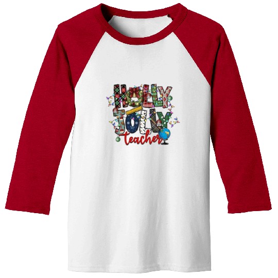 Holly Jolly Teacher Baseball Tees