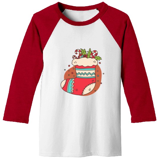 christmas sock with candy canes Baseball Tees