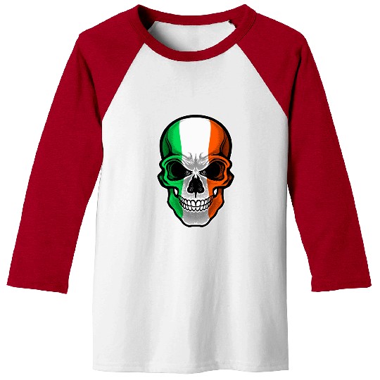 Ireland Flag Skull Irish Heritage Baseball Tees