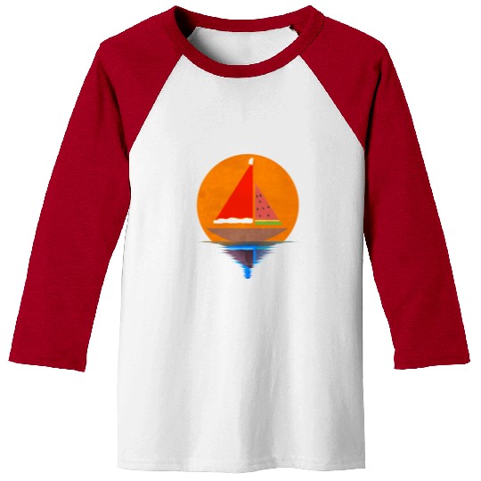 Sundown Sailing Ship Santas Hat Watermelon Baseball Tees