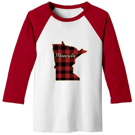 Minnesota Buffalo Plaid Silhouette Home State Baseball Tees