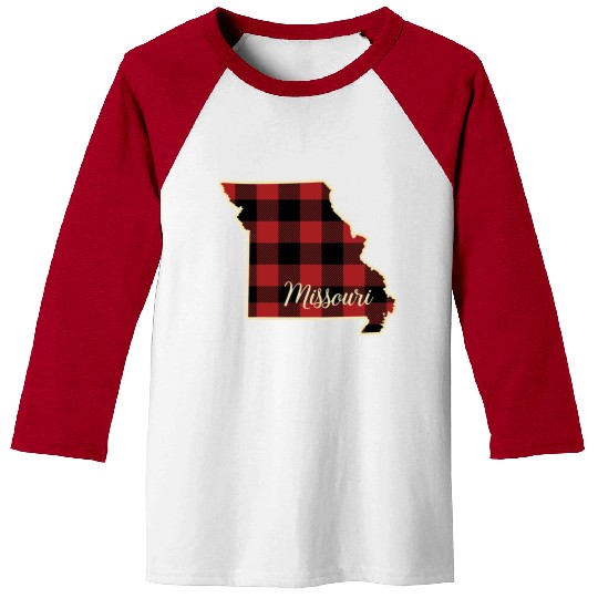 Missouri Buffalo Plaid Silhouette Home State Pride Baseball Tees