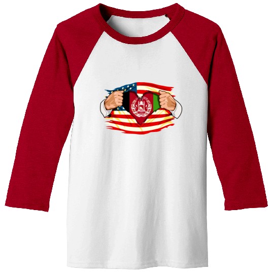 Afghanistan Who Live in America Afghani Flag Baseball Tees