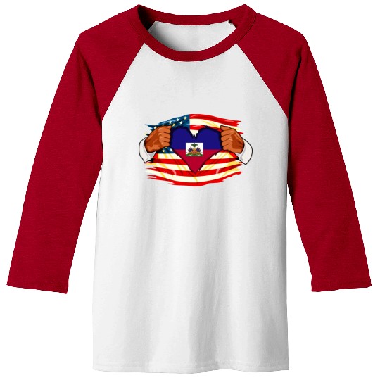 Haitians Who Live in America Haiti Flag Baseball Tees