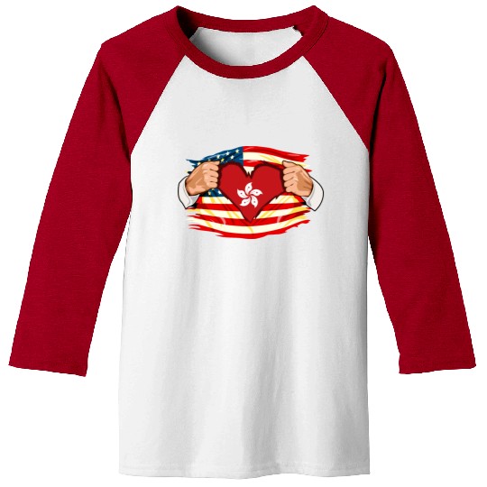 Hong Kongese Who Live in America HongKong Flag Baseball Tees