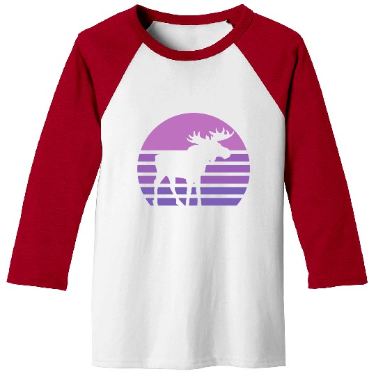 Moose In Sunset Retro Moose Wildlife Nature Baseball Tees