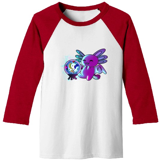 Axolotl Vampire Crystal Ball Baseball Tees
