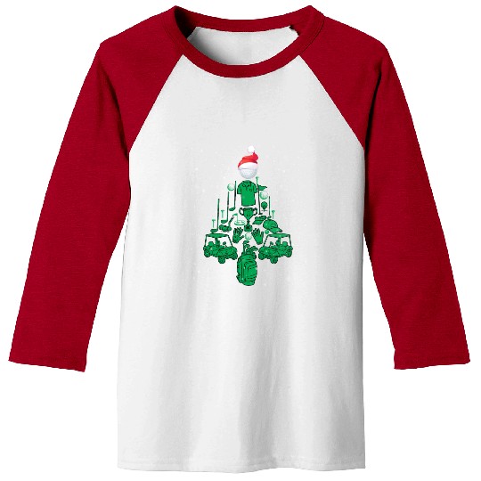 Golfing Christmas Tree Baseball Tees