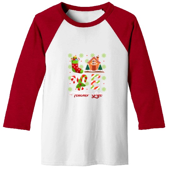 Love Christmas Teacher Life Baseball Tees