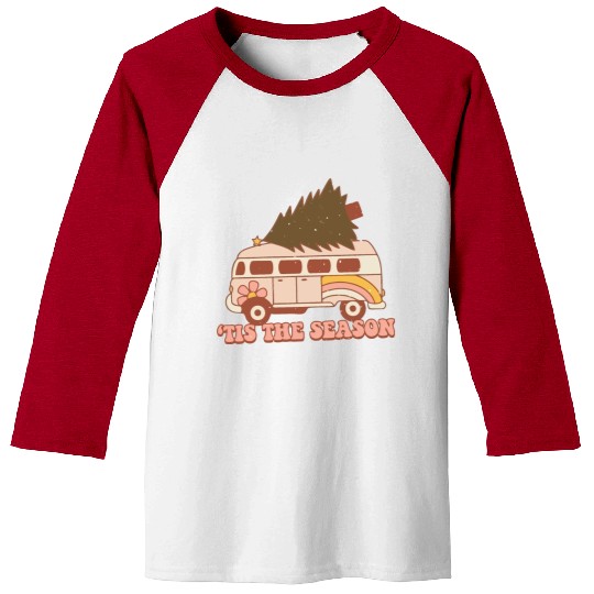Christmas Doodles Tis' The Season Retro Holiday Baseball Tees