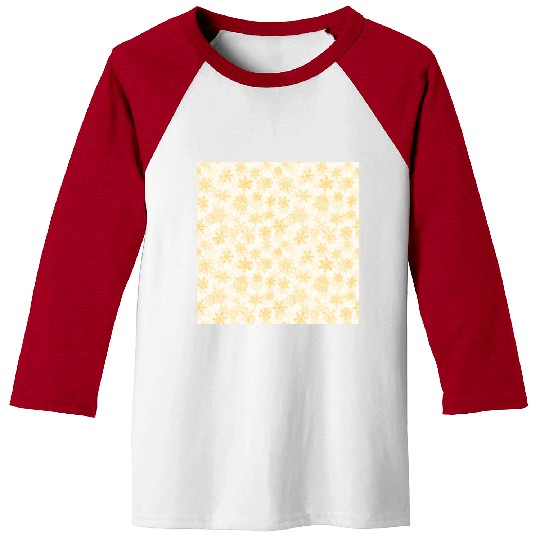 Elegant Snowflakes Pattern White Yellow Baseball Tees