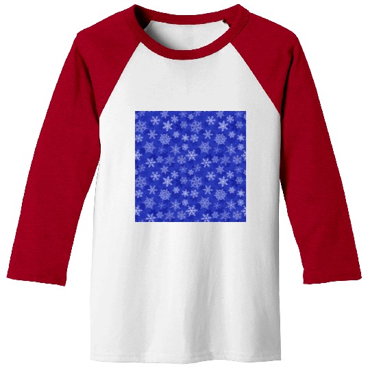 Pretty Navy Blue Snowflakes Pattern Baseball Tees