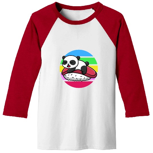 Panda Sleeps On Sushi Baseball Tees