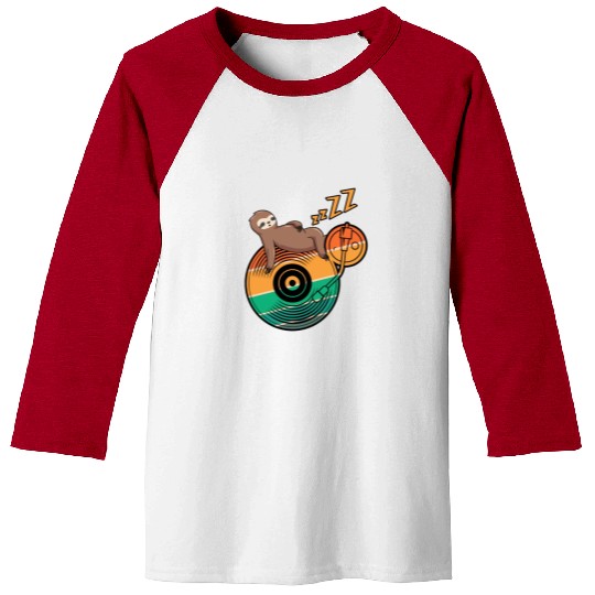 Music Vinyl LP Collection Cute Sleeping Sloth Baseball Tees