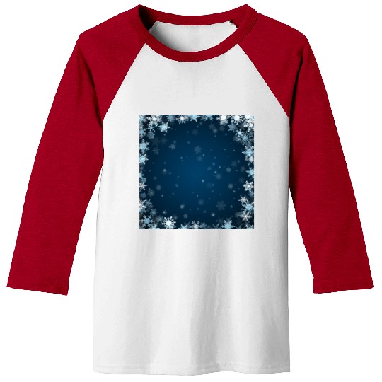 Navy Blue White Snowflakes Pattern Baseball Tees