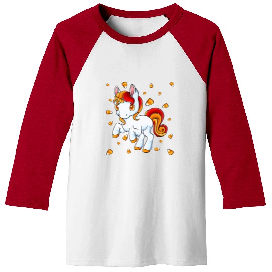 Halloween Unicorn Pony Candy Corn Halloween Baseball Tees