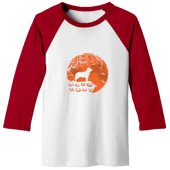 Australian Cattle And Moon Halloween Dog Lover Baseball Tees