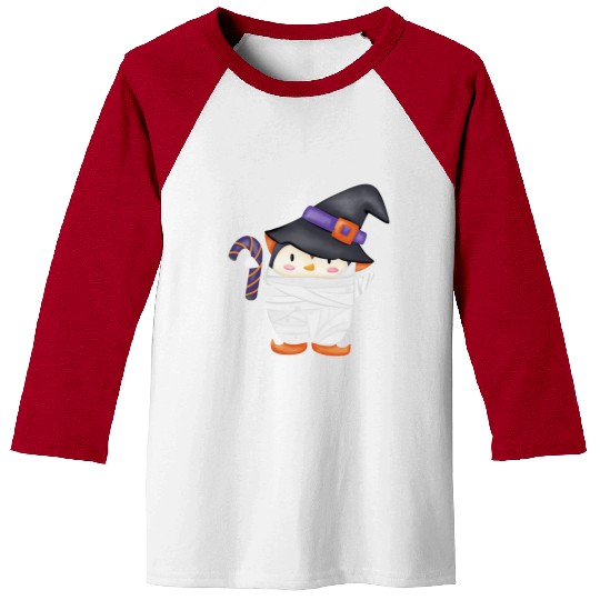 Halloween Penguin in a mummy costume Baseball Tees