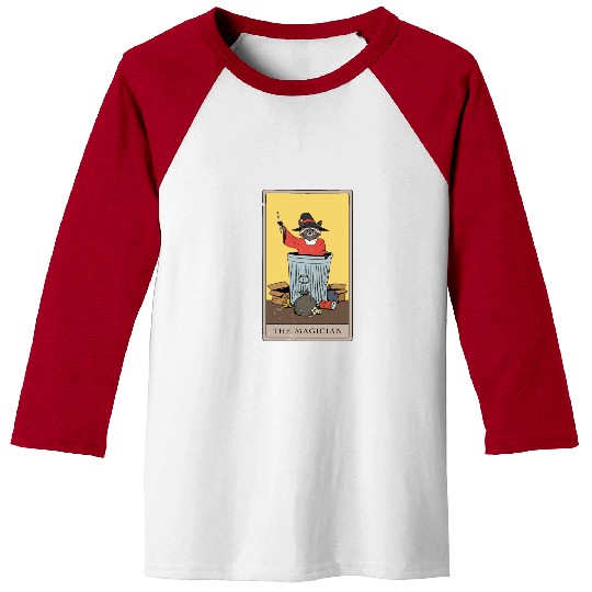 raccoon Magician Tarot Card Baseball Tees