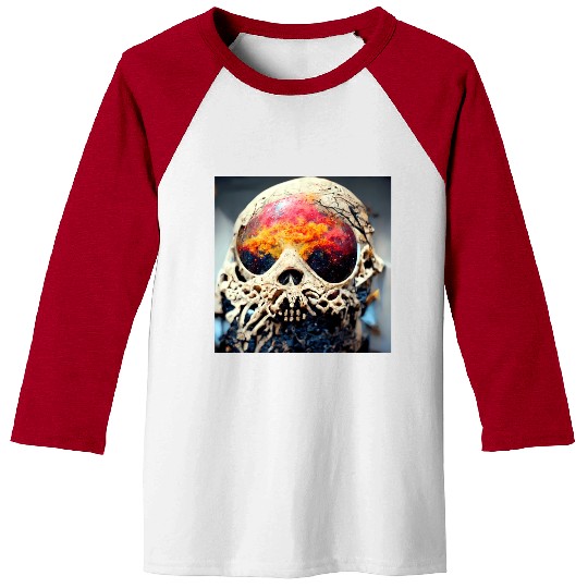 Extremely Realistic Skull in Abstract Art Baseball Tees