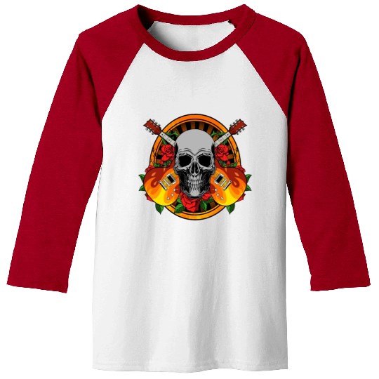 Skeleton Roses withElectric Guitar Baseball Tees