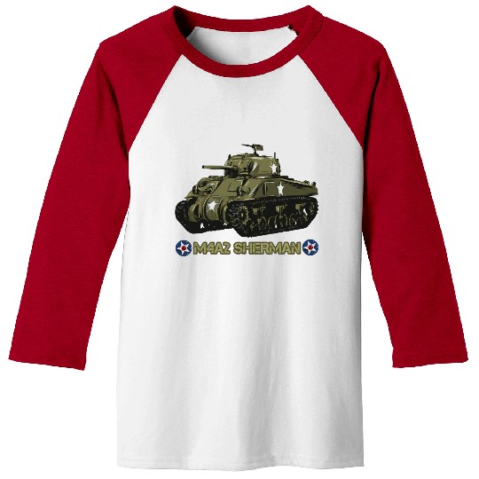 World War 2 American Tank M4A2 Sherman Baseball Tees