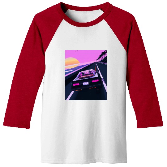 Vaporwave Aesthetic Sports Car Driving Into A Baseball Tees