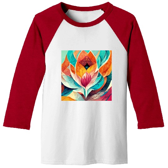 Colorful mandala flower version 8 Baseball Tees