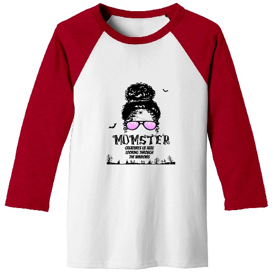 MOMSTER Creepy Halloween Version Of Mama Baseball Tees