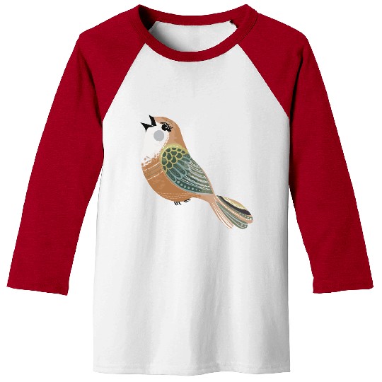 Folk art song bird Baseball Tees