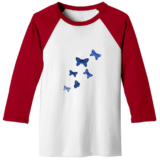 Blue Butterflies Garden Women Butterfly Baseball Tees