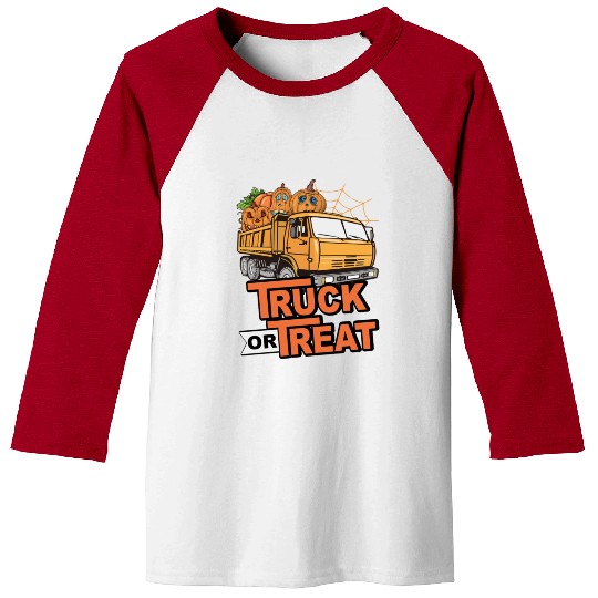Funny Halloween Truck Or Treat Pumpkins Toddler Baseball Tees