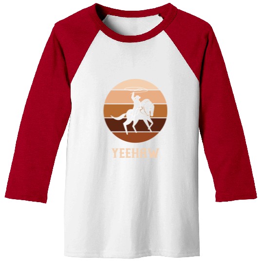 Yeehaw Cowboy Western Desert Cowgirl Horseback Baseball Tees