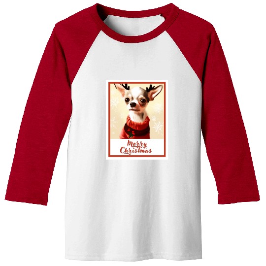 Christmas portrait of a little chihuahua dog. Baseball Tees