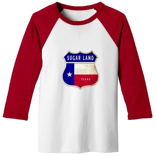 Sugar Land Texas Crest Flag Design Baseball Tees