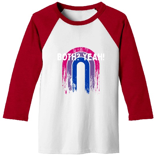 Both Yeah Bisexual LGBTQ Bi Pride Asexual Sayings Baseball Tees