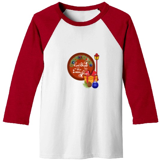 Cute A Christmas Carol God Bless Us Everyone Lamp Baseball Tees
