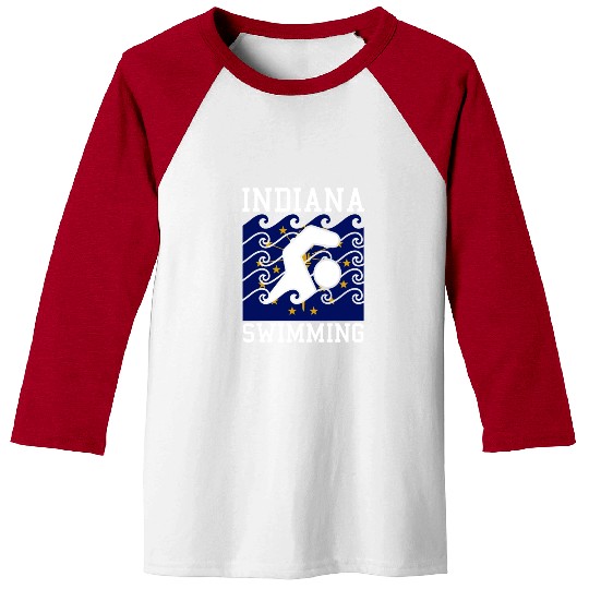Indiana Flag Swimming Team Swim Swimmer US State Baseball Tees