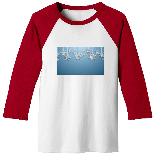 Elegant Hanging Snowflakes Light Blue Baseball Tees