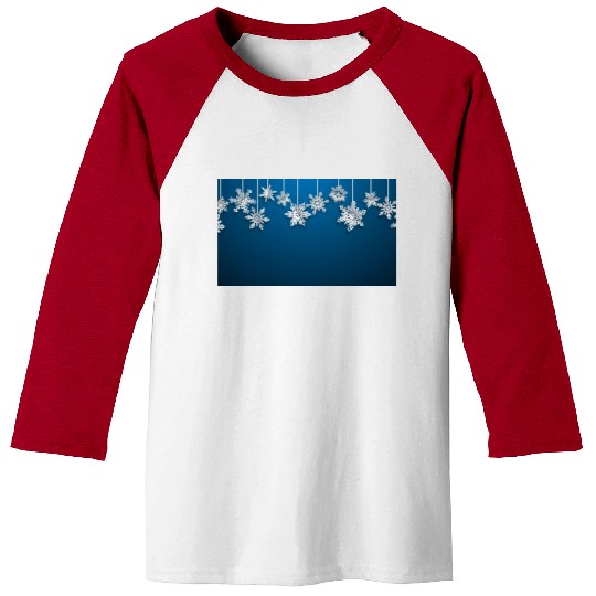 Elegant Hanging Snowflakes Navy Blue Baseball Tees