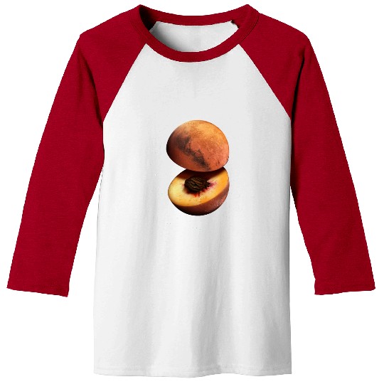 Funny Peach Mars Planet Baseball Tees